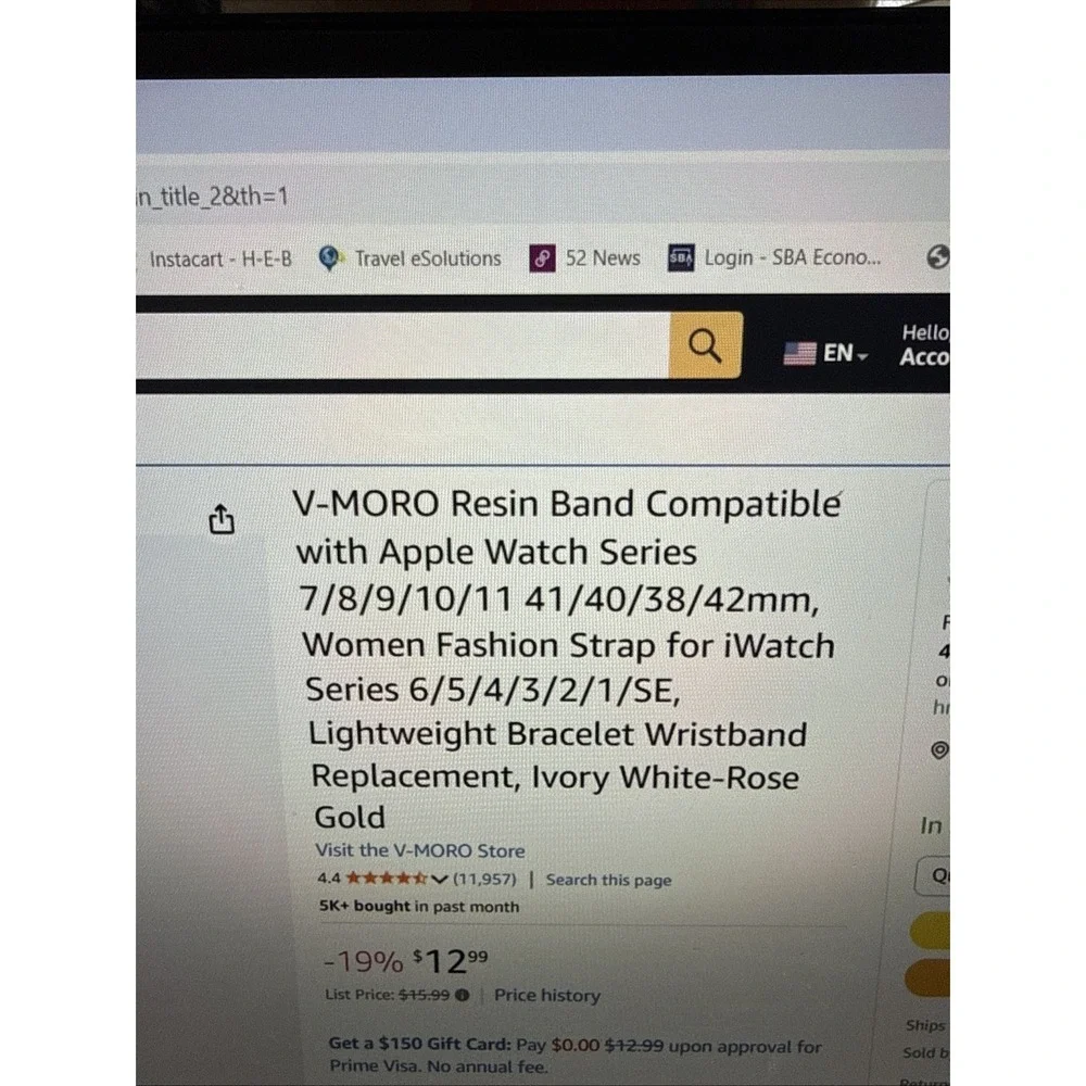 V-MORO Resin Band Compatible with Apple Watch Ivory White Rose Gold